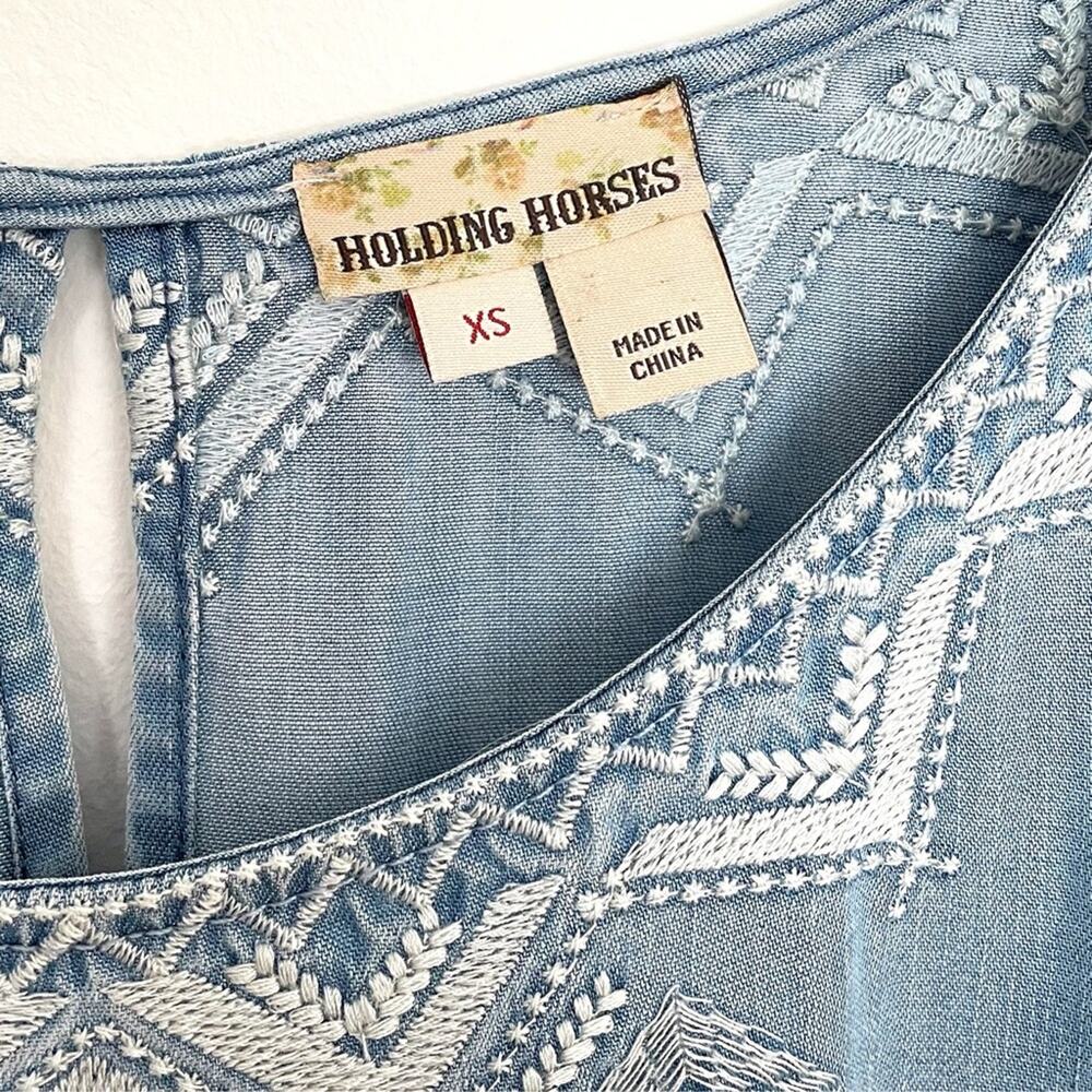 Anthropologie Holding Horses White Sands Chambray Dress Sz XS - Picture 4 of 6